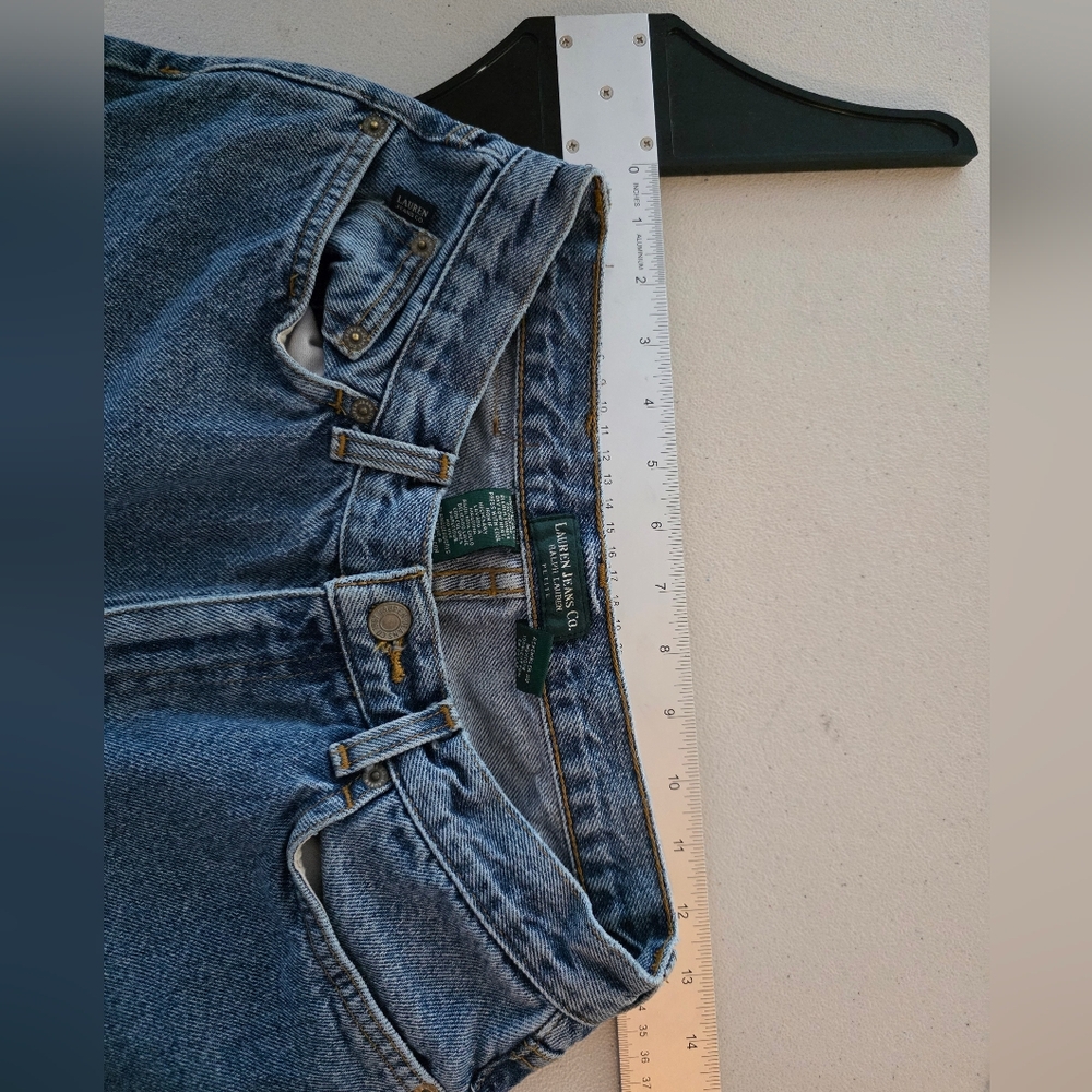 Vintage Lauren Ralph Lauren 90s High Waisted Mom Jeans Petite 100% Cotton - Picture 8 of 11